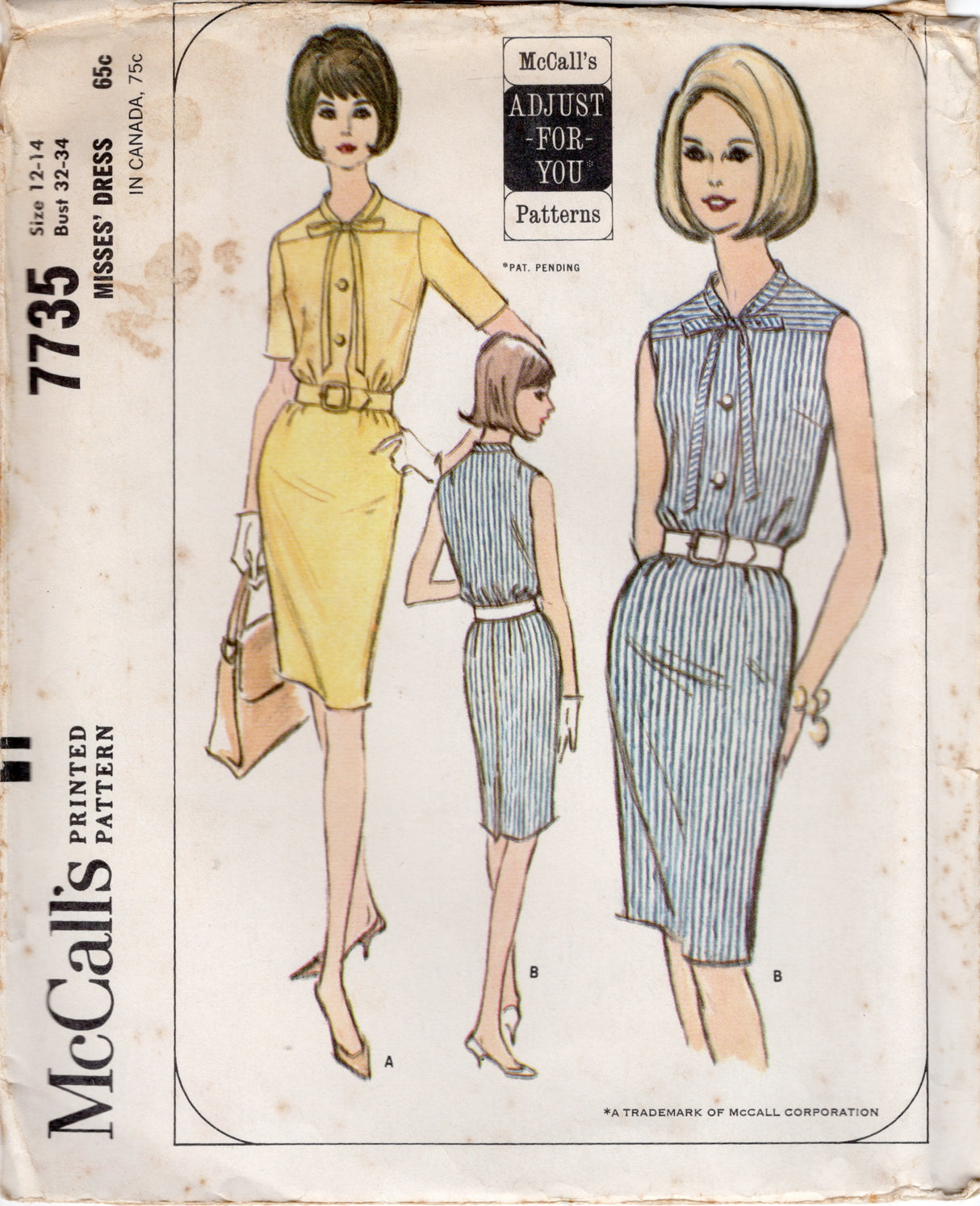 1960's McCall's Shirtwaist Slim Fit Dress - Bust 32-34" - No. 7735