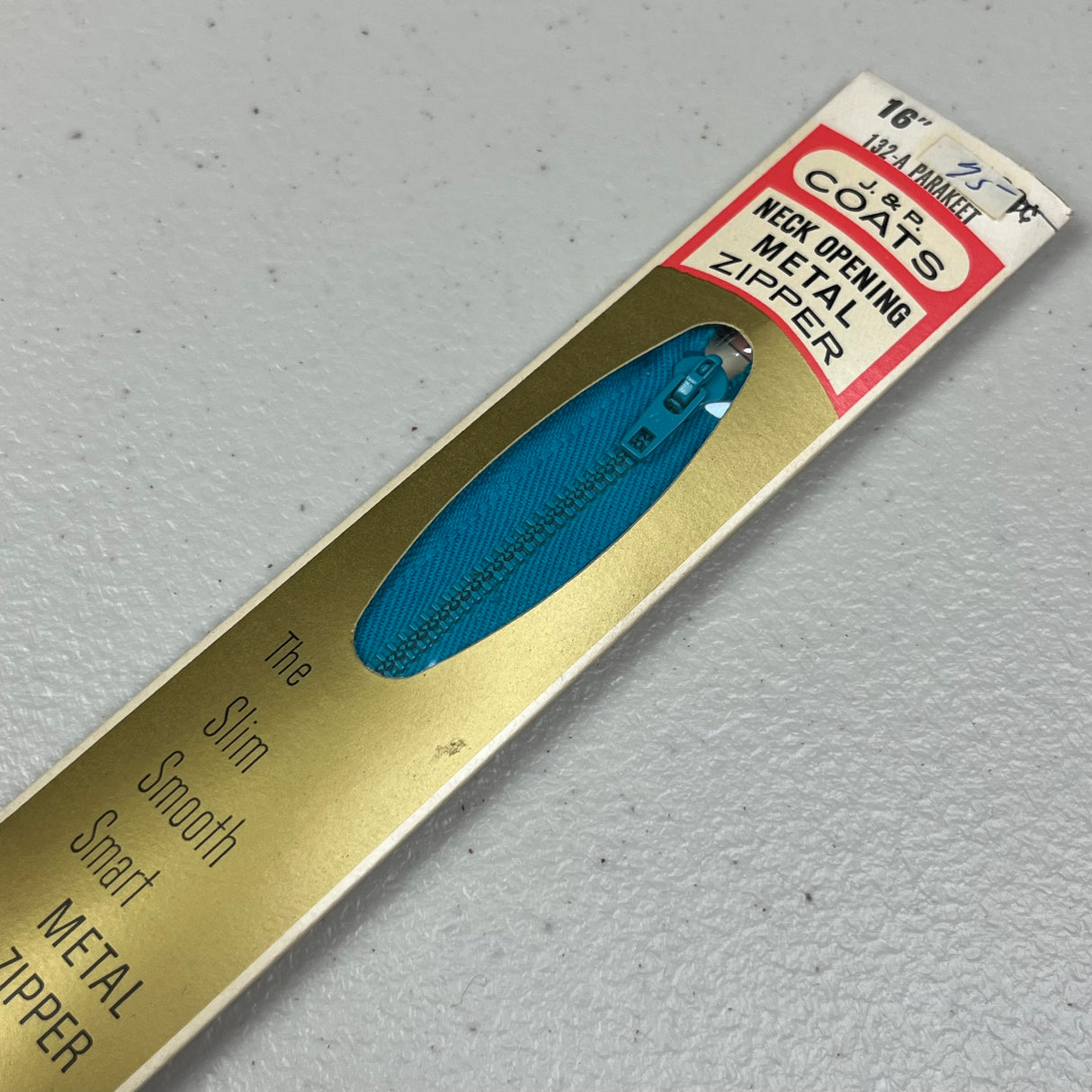 16” Metal Zipper - 1970’s - J. & P. Coats - Multiple colors available