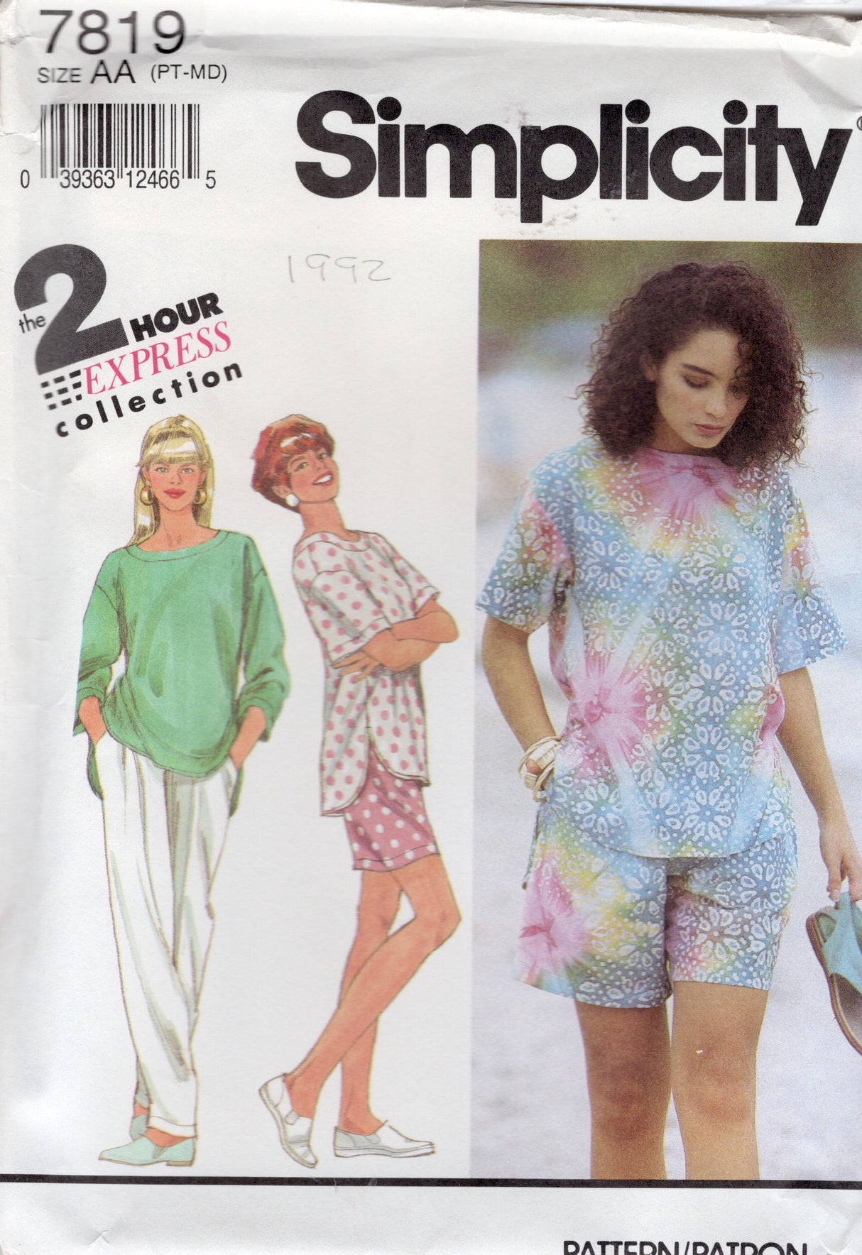 1990’s Simplicity 2 Hour Shirt, Skirt, Pants or Shorts Pattern - Bust 30.5-38" - No. 7819