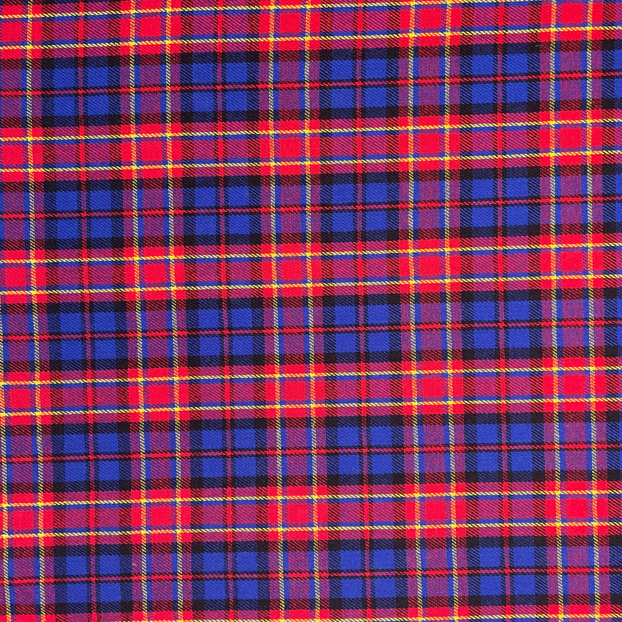 1970's Red and Blue Plaid Acrylic Bonded Backed Fabric- BTY (J6)