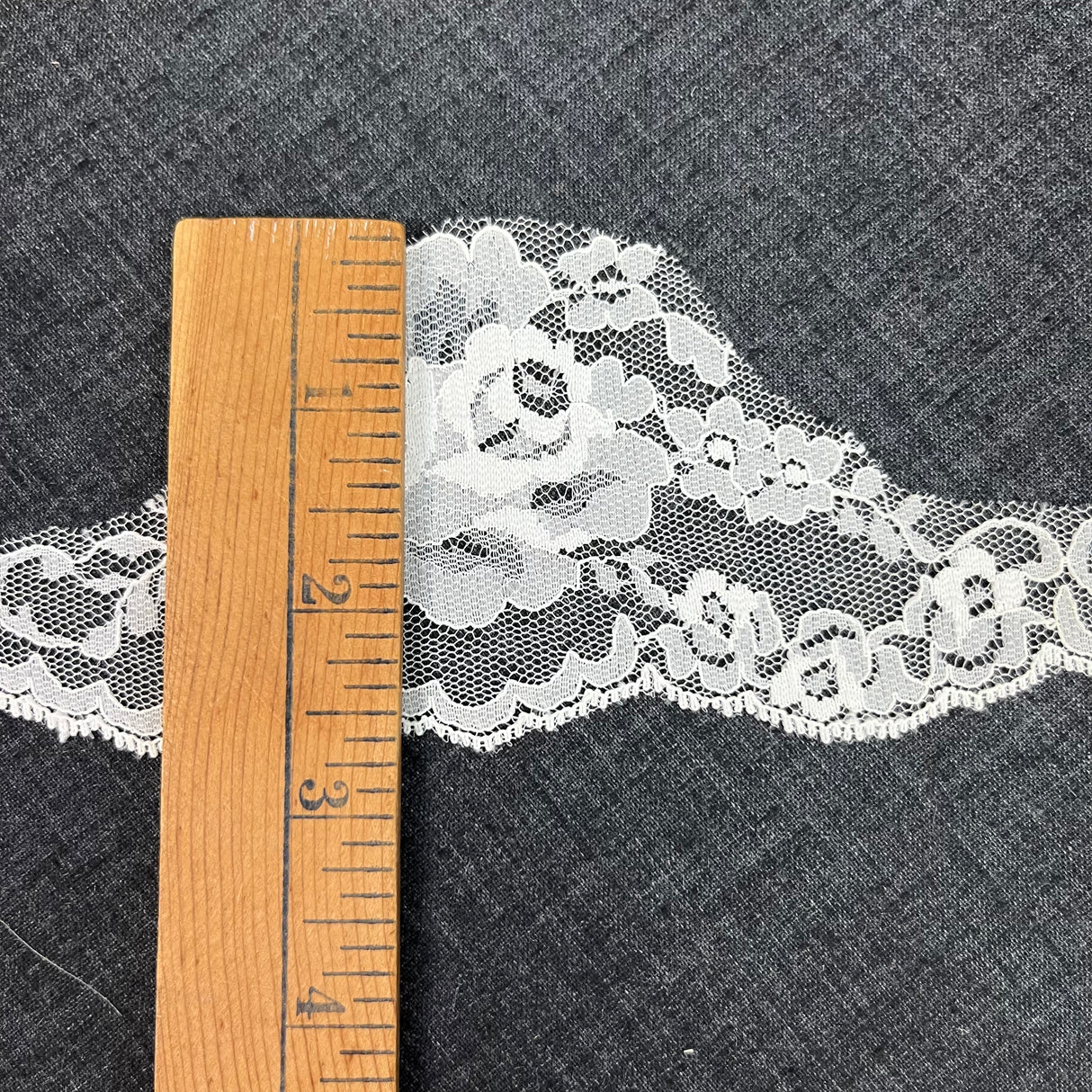 1970’s Rose Cut Out White color Edge Lace - Nylon - BTY (TR23)