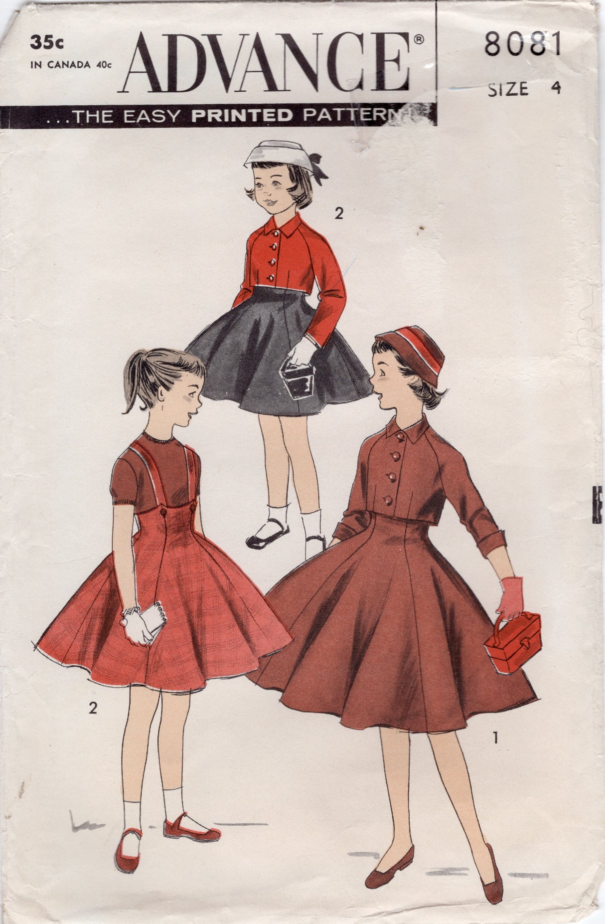 1950's Advance Child's Suspendered Skirt and Bolero Jacket Pattern - Chest 23" - No. 8081