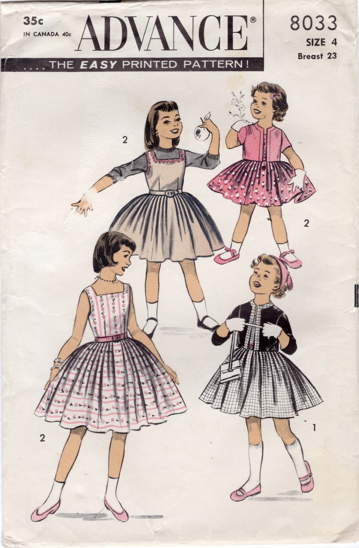 1950's Advance Child's Sleeveless Dress and Cardigan Pattern - Chest 23" - No. 8033
