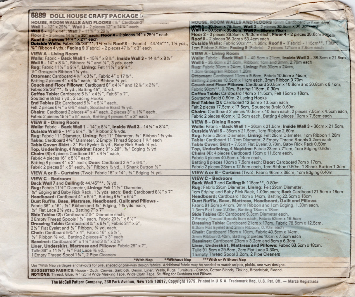 1970's McCall's Doll House Craft Package Pattern - No. 6889