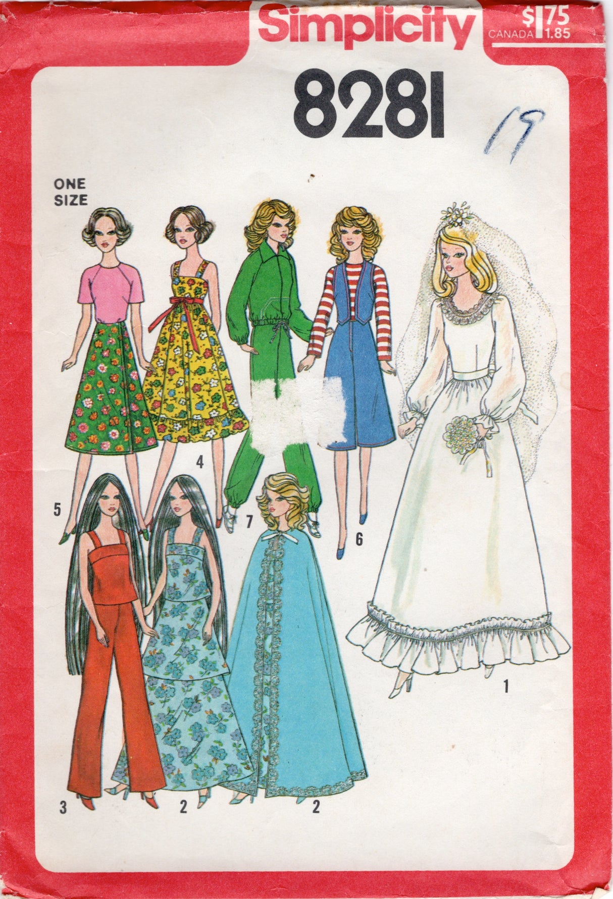 1970's Simplicity Doll Wardrobe for Barbie, Cher and Farrah Dolls - 11.5-12.5" doll - No. 8281