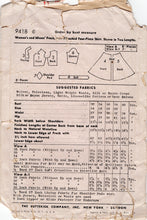 1940's Butterick One Piece Dress with Keyhole Neckline Pattern - Bust 32" - No. 9418