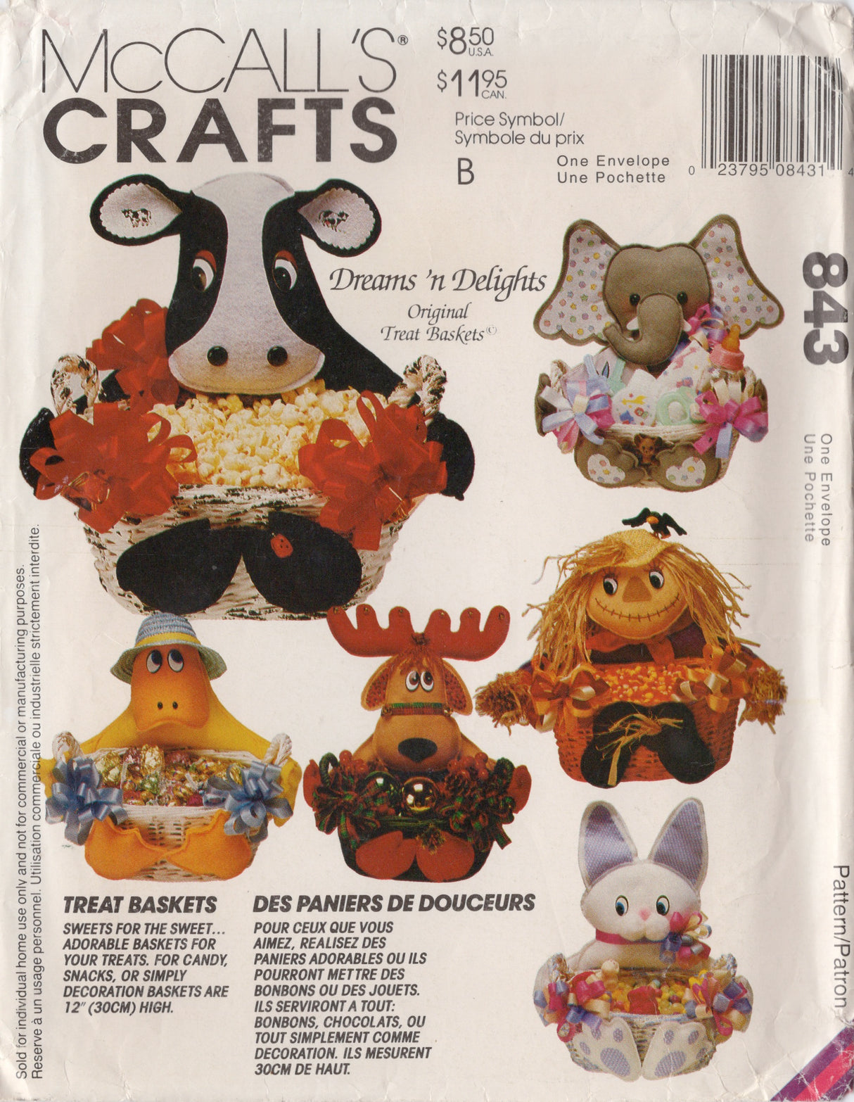 1990's McCall's Stuffed Basket Pattern - 12" Basket - No. 843