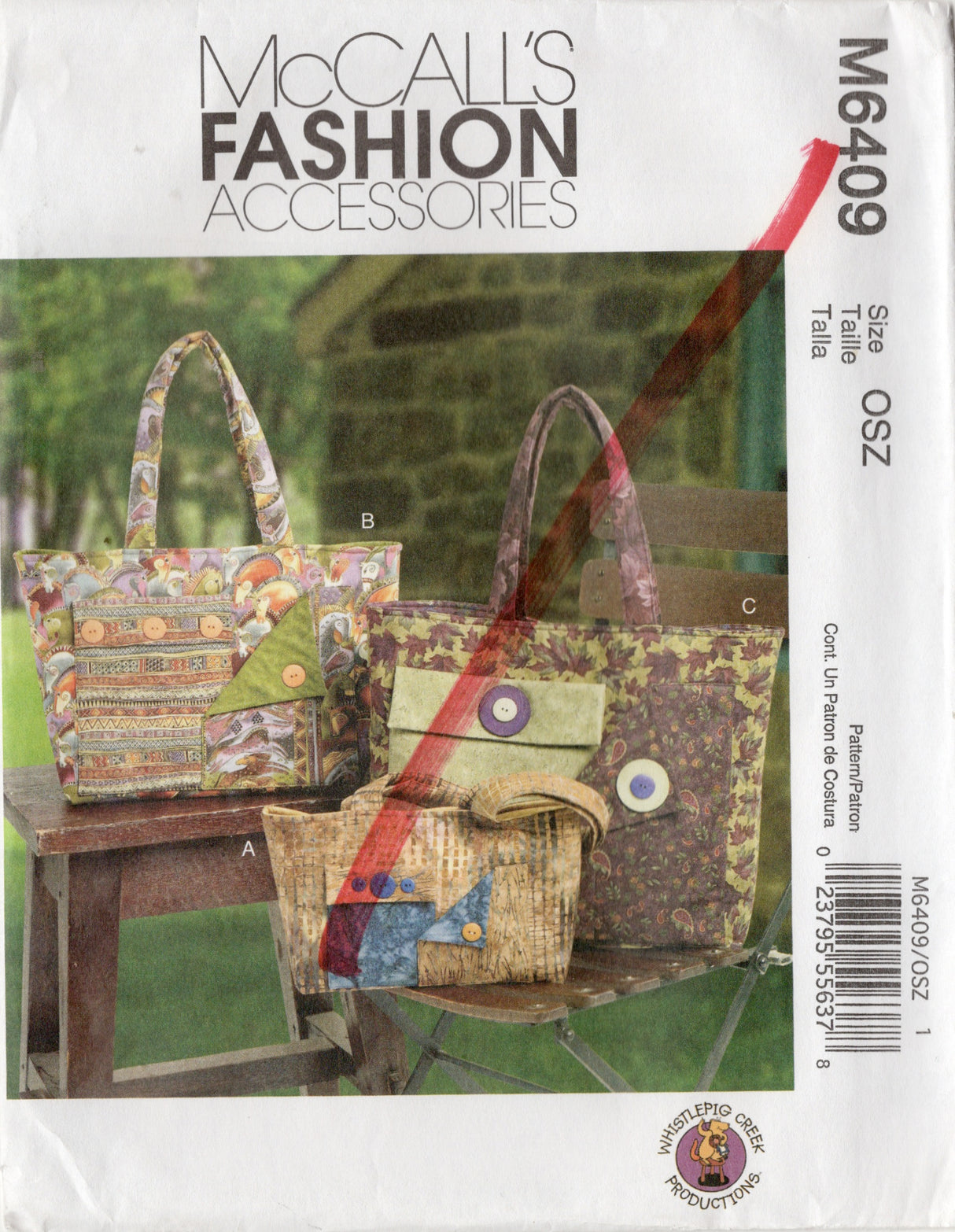2010's McCall's Tote Bag in Three Sizes Pattern - No. M6409