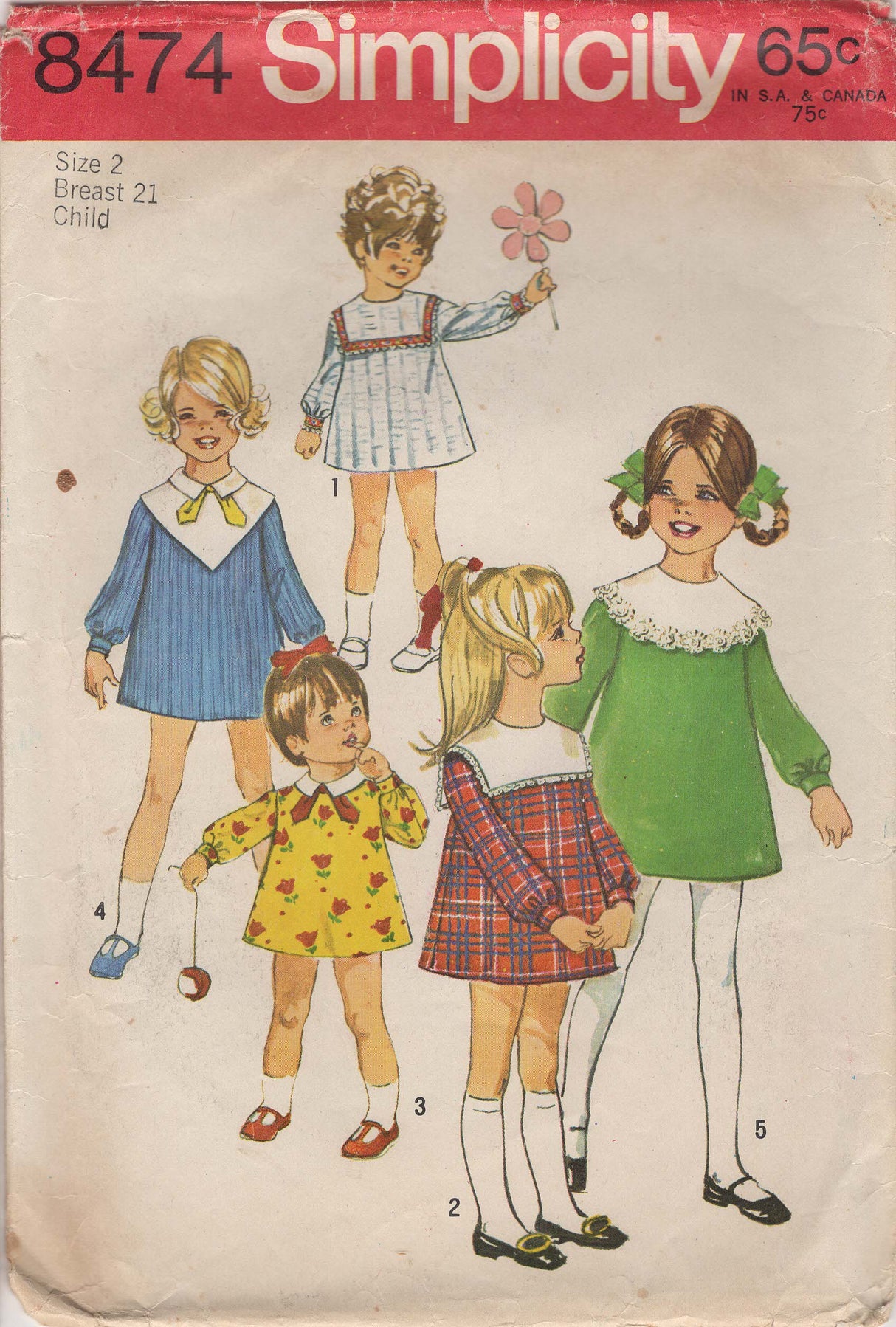 1960's Simplicity Child’s Dress with Multiple Collars Pattern – Chest 21” - No. 8474