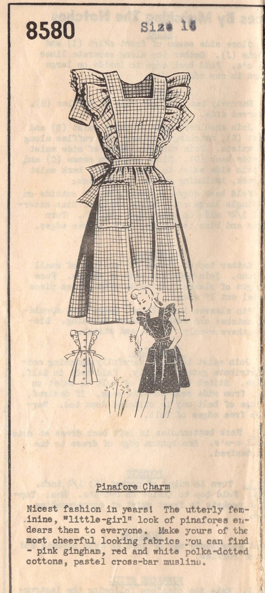 1940's Mail Order Pinafore Dress Pattern with Patch Pockets - Bust 34" Backroom Finds 1940's Mail Order Pinafore Dress Pattern with Patch Pockets - Bust 34" Backroom Finds