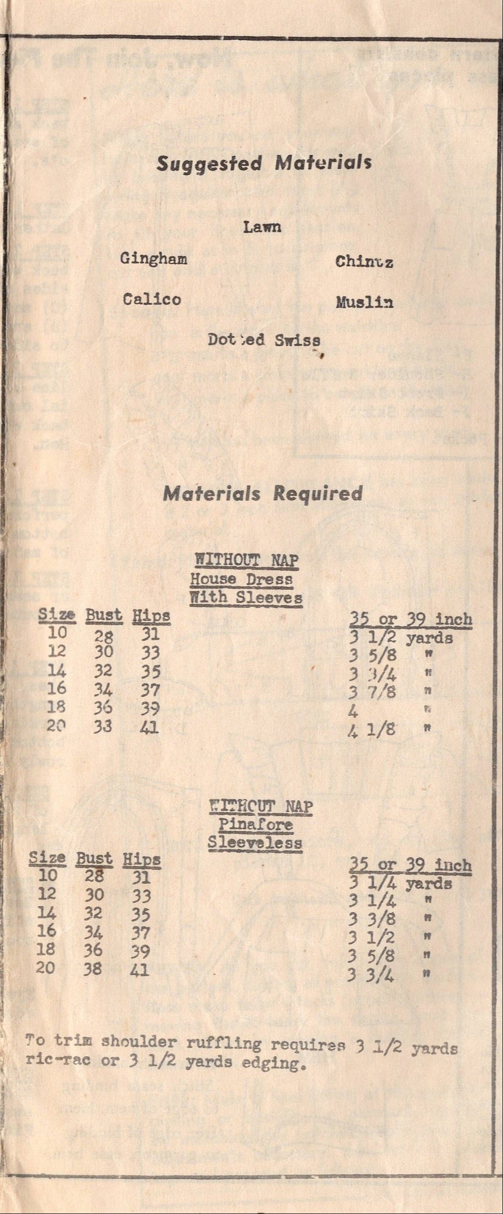 1940's Mail Order Pinafore Dress Pattern with Patch Pockets - Bust 34" - No. 8580