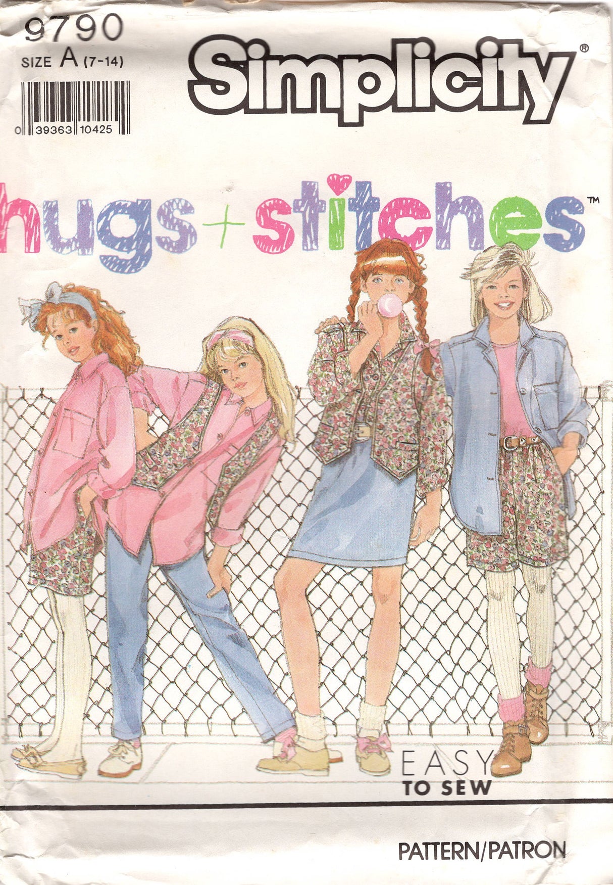 1990's Simplicity Child's Oversize Button Up Top, Vest, Shorts, Pants and Skirt Pattern - Size 7-14 - No. 9790