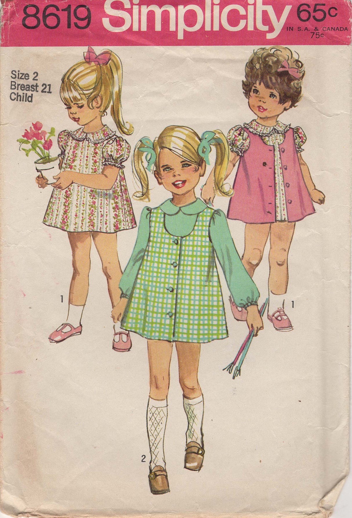 1960's Simplicity Child’s Dress and Jumper Pattern – Chest 21” - No. 8619