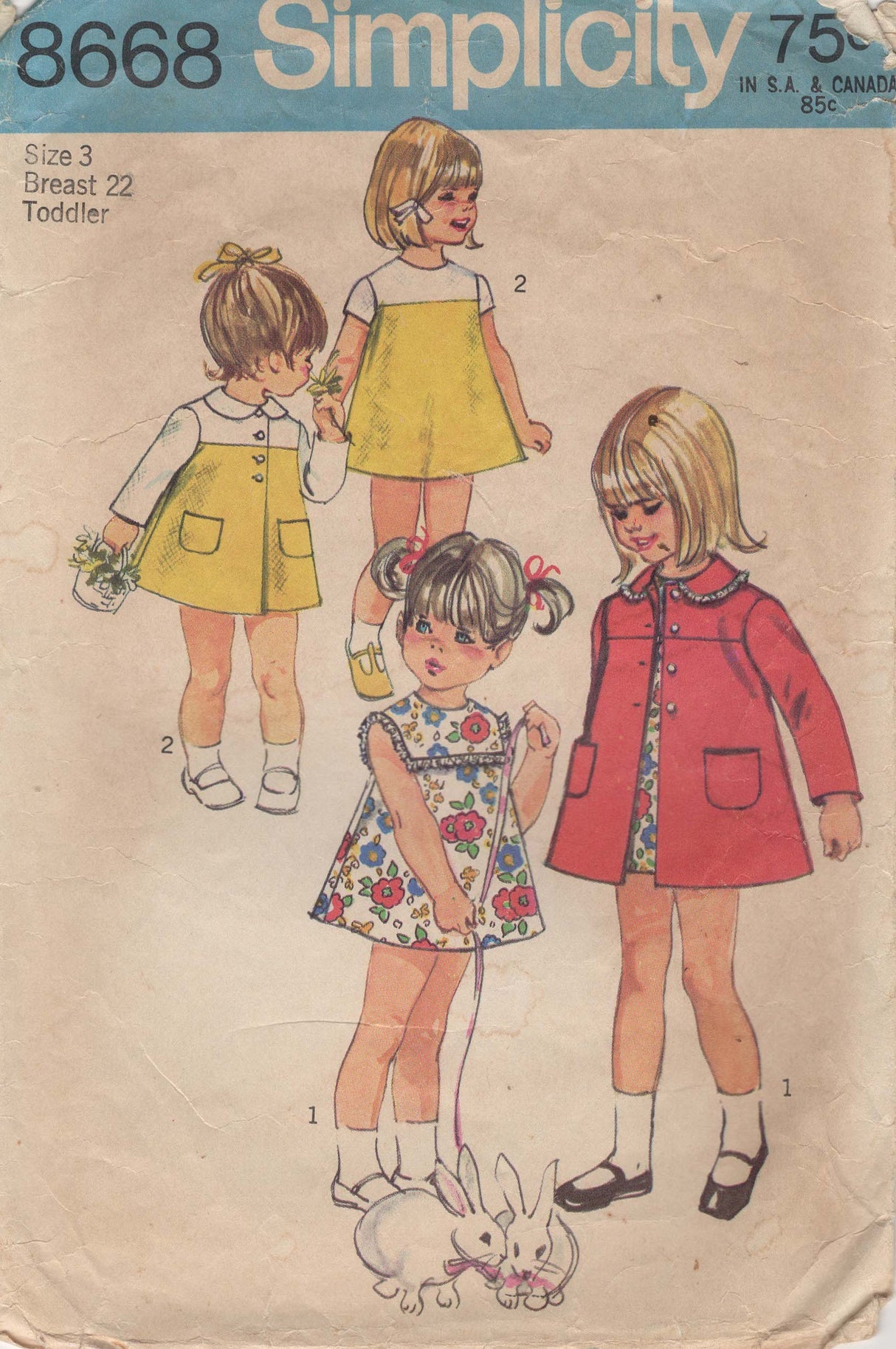 1960's Simplicity Child's Dress and Coat Pattern - Chest 22" - No. 8668
