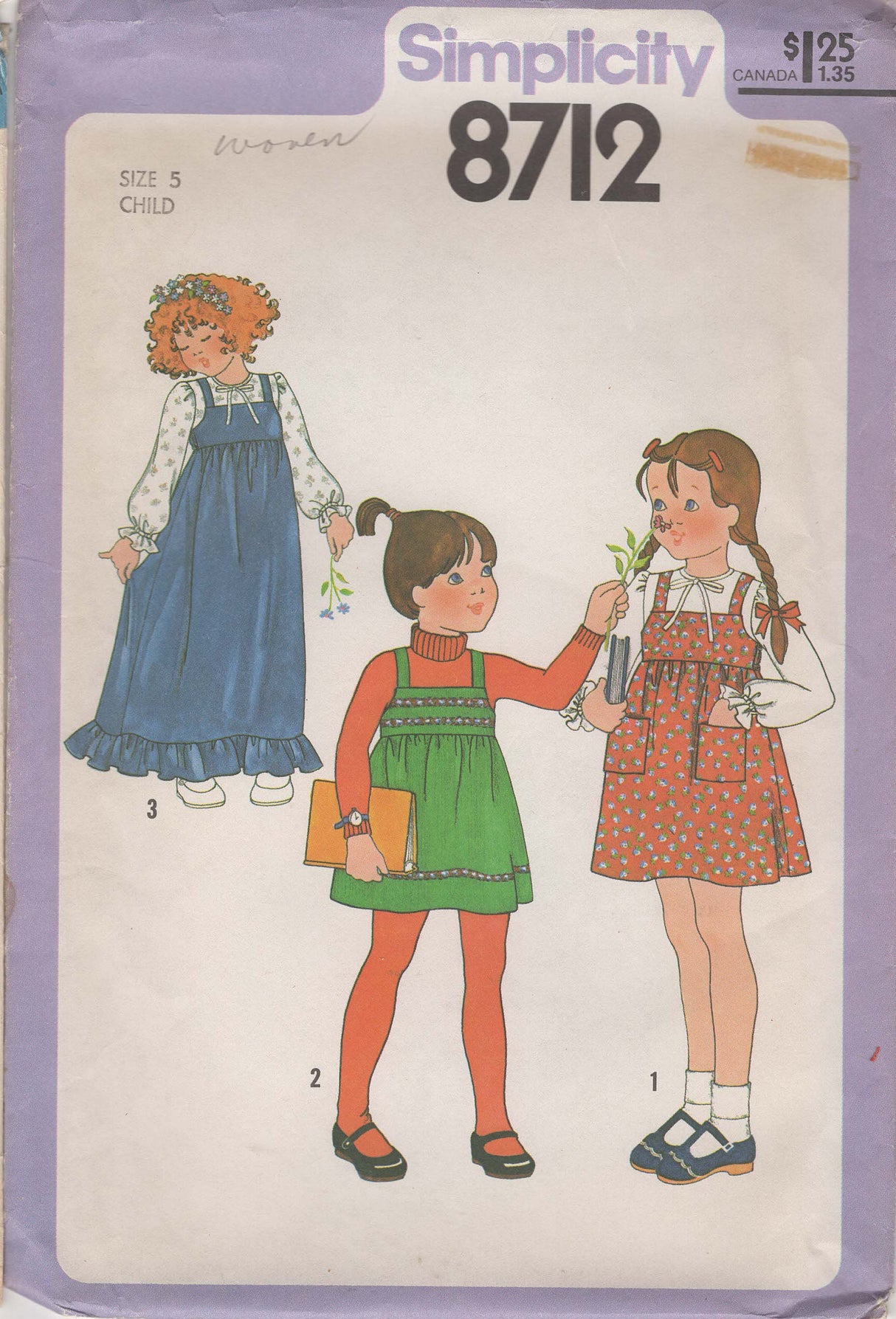 1970's Simplicity Child's Blouse and Dress Pattern - Chest 24" - No. 8712