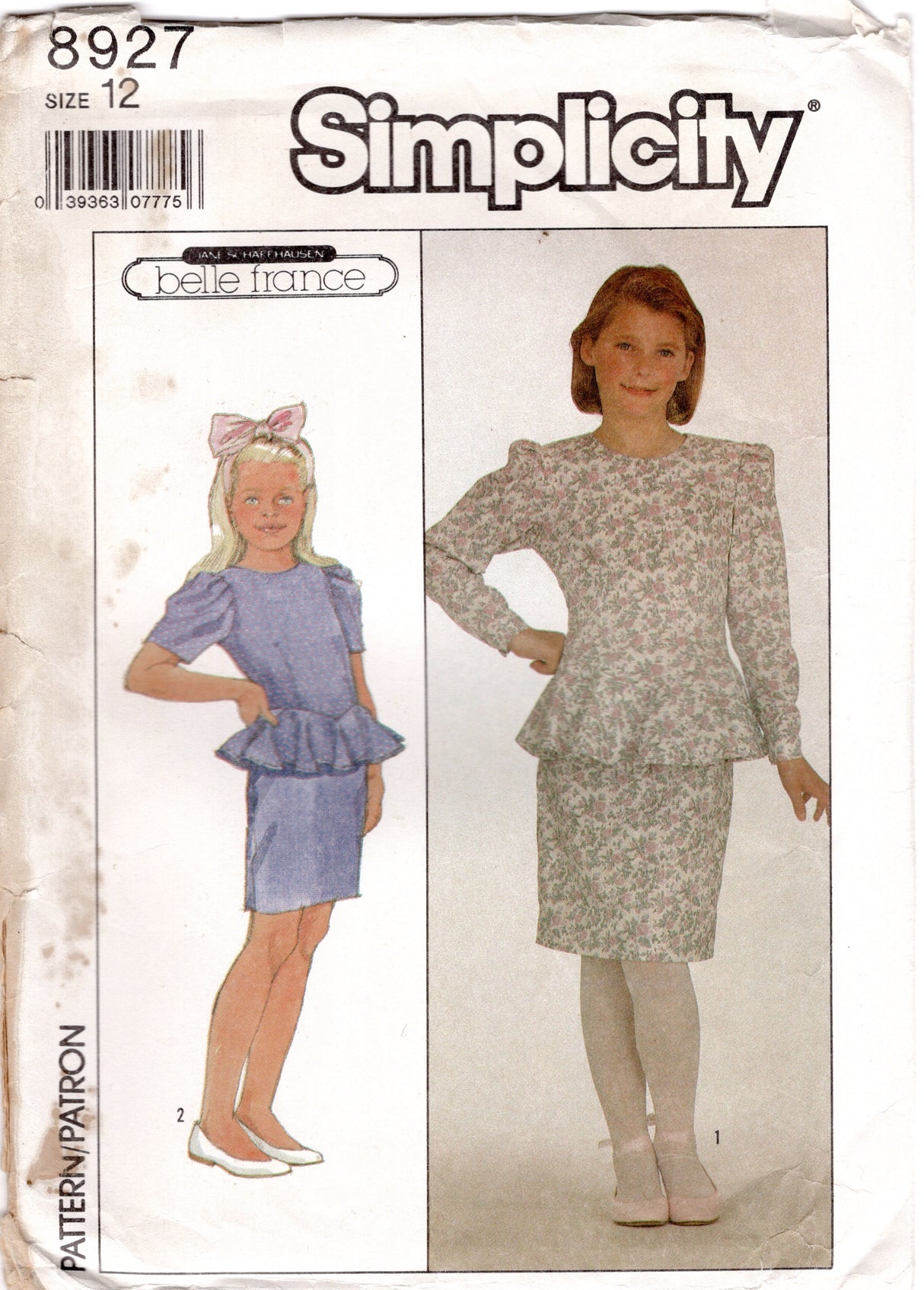1980's Simplicity Child's Peplum Dress Pattern - Chest 30" - No. 8927