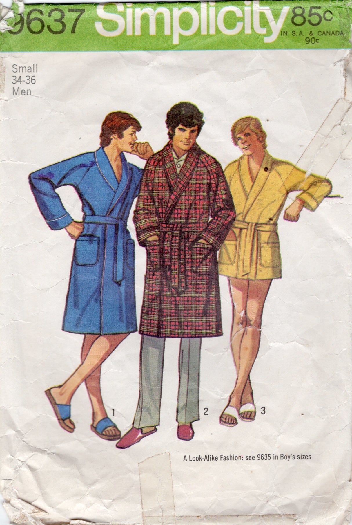 1970's Simplicity Men's Robe pattern - Chest 34-36" - No. 9637