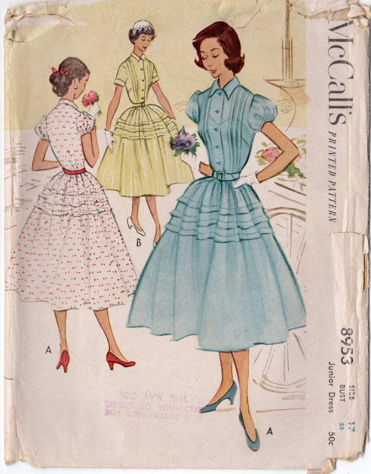 1950's McCall's Pin Tucked Dress pattern - Bust 35" - No. 8953