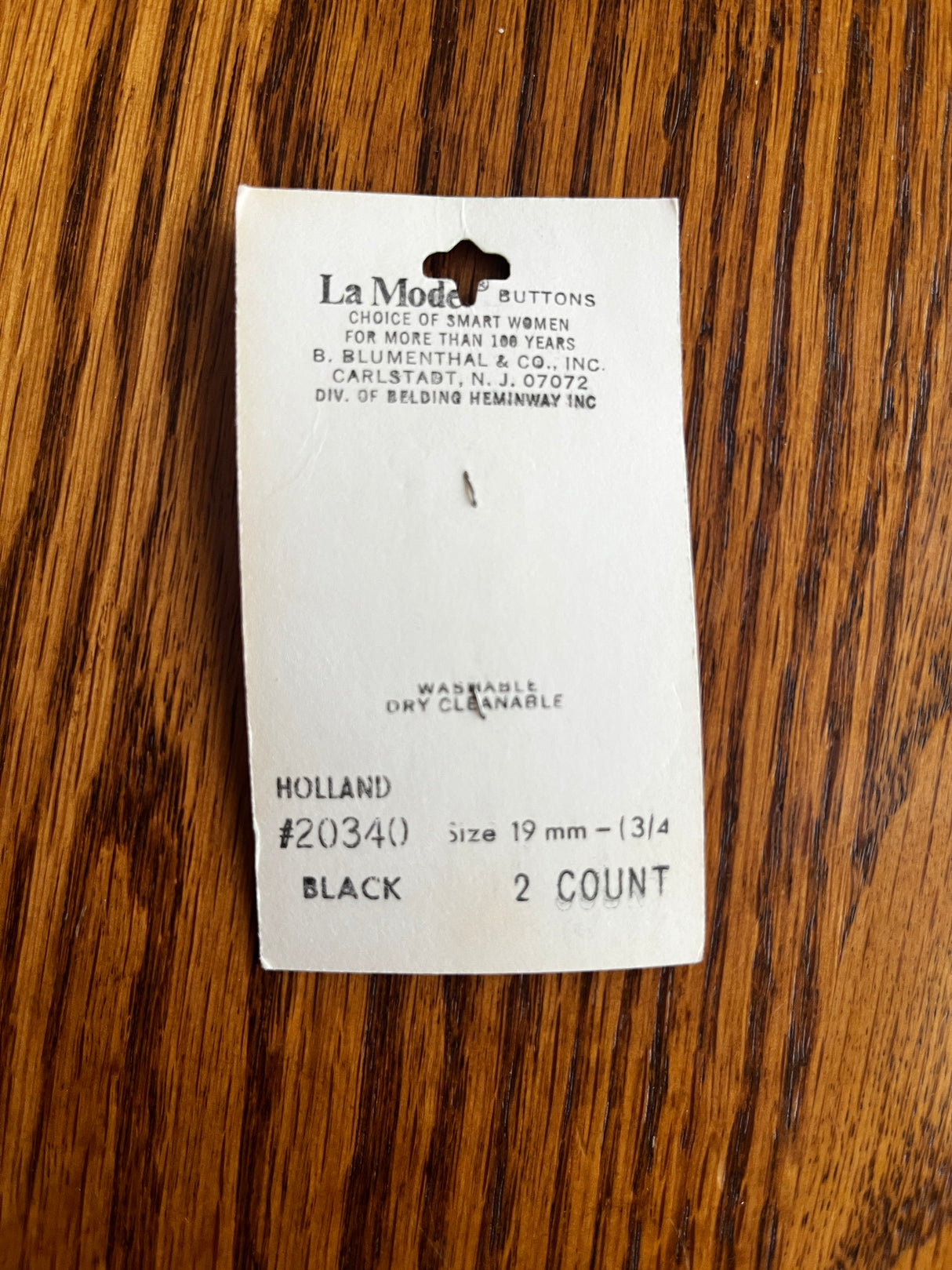 1980’s La Mode Black Square Carved Plastic Buttons - Set of 2 - 3/4” - on card