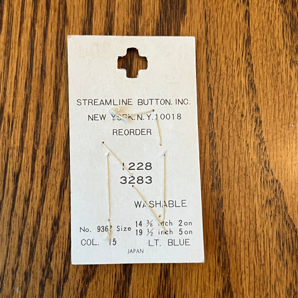 1970’s Streamline Plastic Buttons - Light Blue - Set of 7 - 1/2” and 3/8” - on card