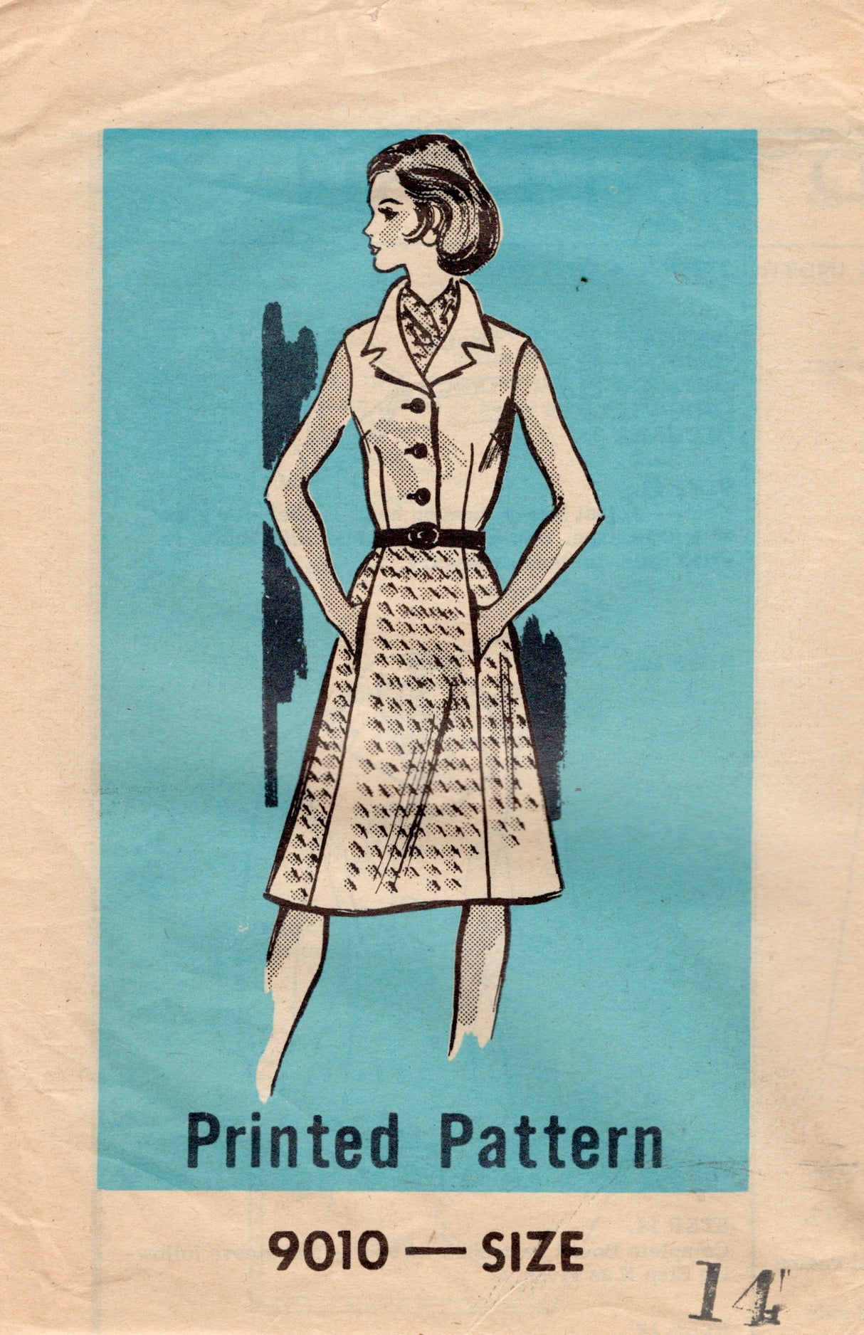 1960's Mail Order Shirtwaist Dress Pattern with Front Pockets - Bust 36" - 9010