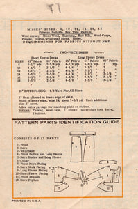 1980's Marian Martin Shirtwaist Dress Pattern with Peplum - Bust 31.5" - No. 9037