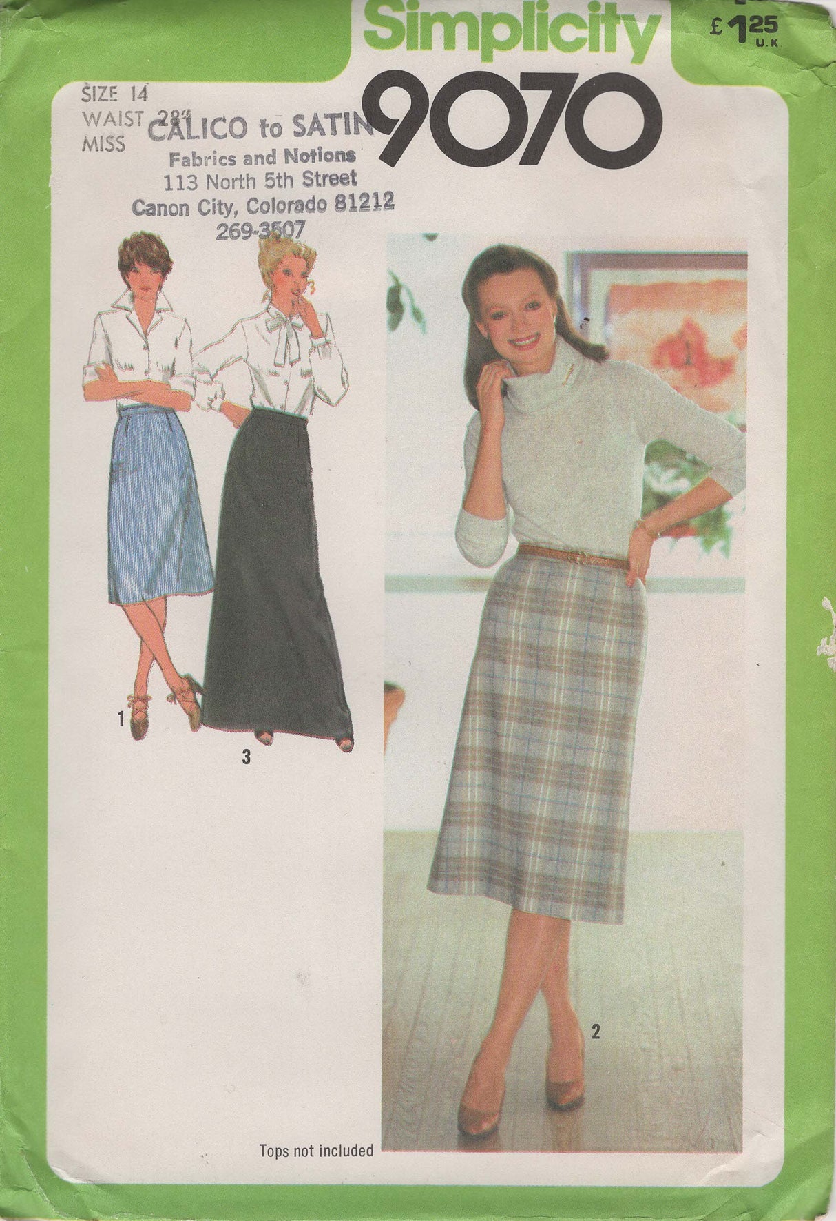 1970's Simplicity Midi or Maxi Skirt Pattern - Waist 28" - No. 9070