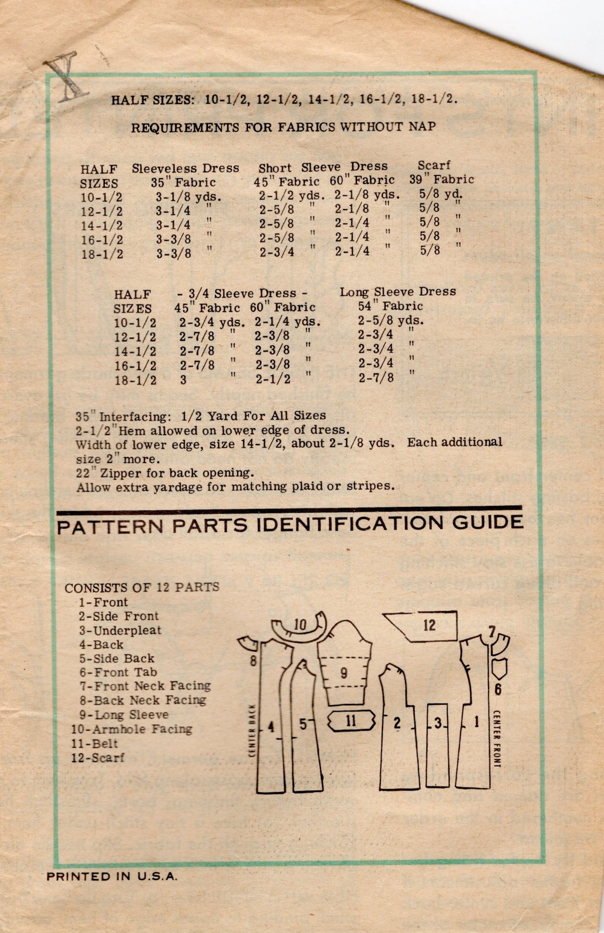 1970's Marian Martin Princess Seam Dress Pattern with Tab Accents - Bust 37" - 9077