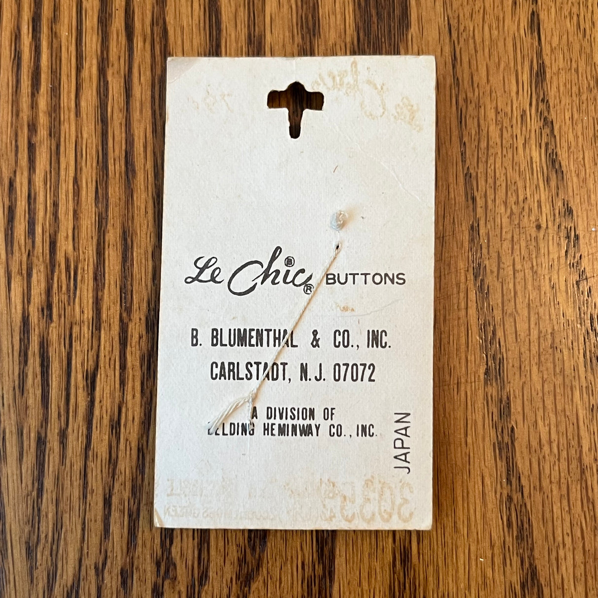 1970’s Le Chic Moss Green Plastic Buttons - Set of 2 - Size 43 - 1 1/8" - on card