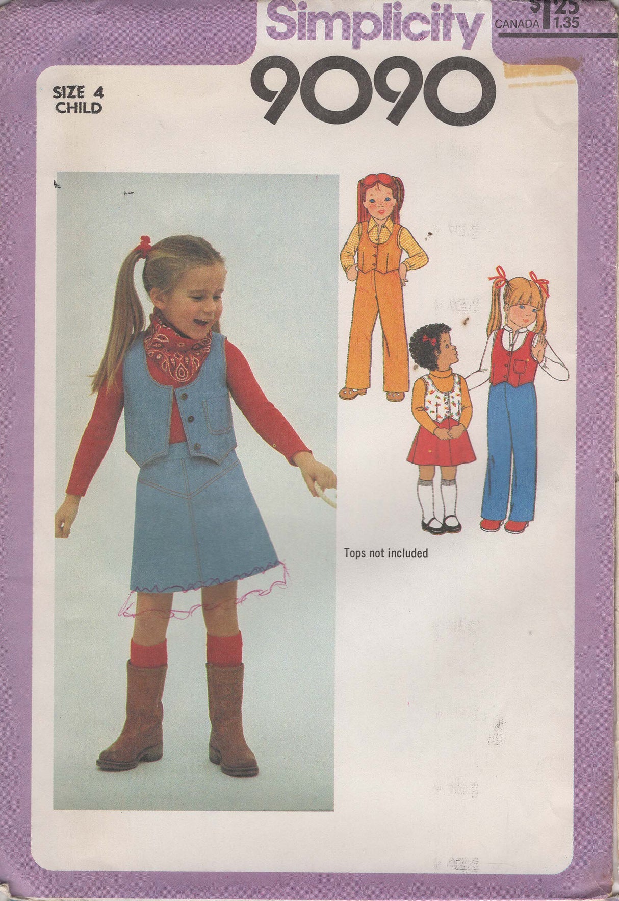 1970's Simplicity Child’s Vest, Skirt and Pants Pattern– Chest 23"- No. 9090