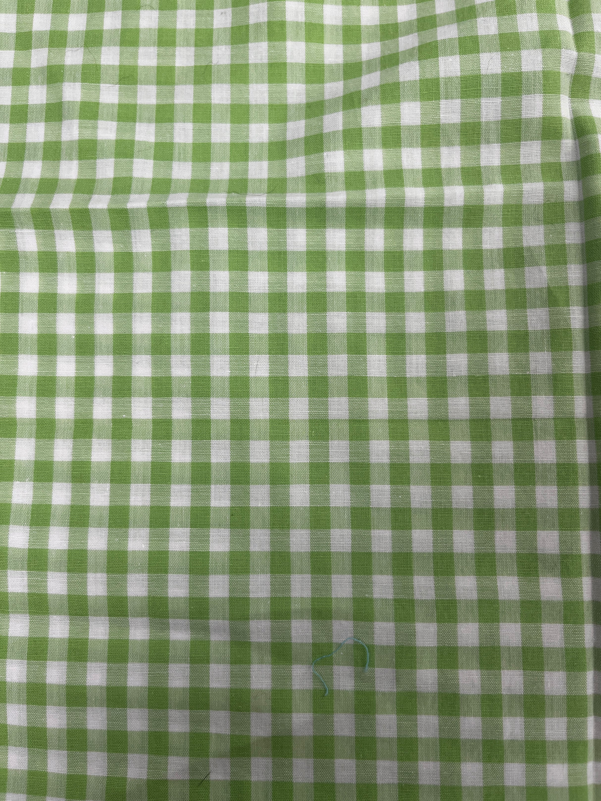 1970's Bright Green and White Gingham Fabric - (P254)