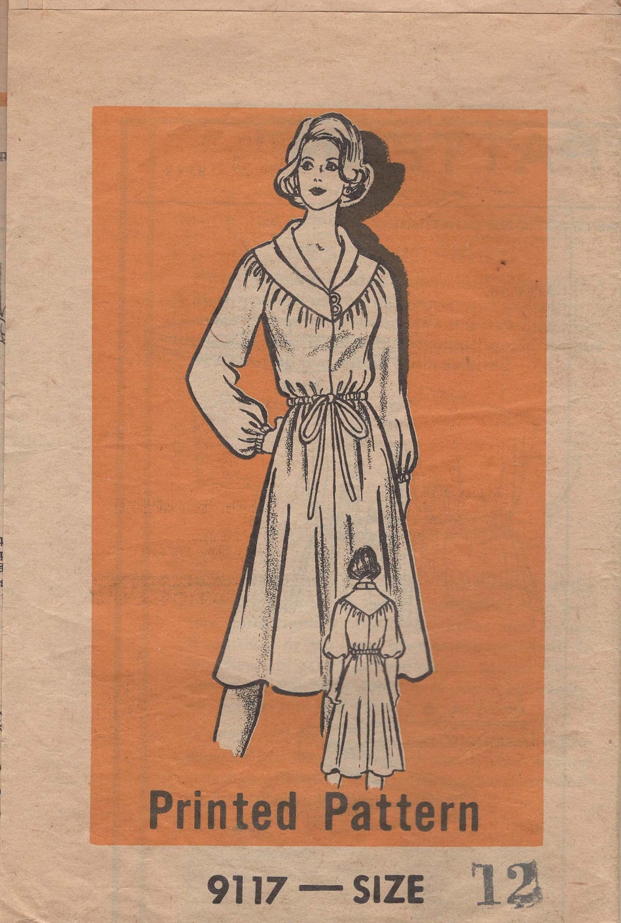 1970's Mail Order Yoked Loose Fitting Dress - Bust 34" - No. 9117