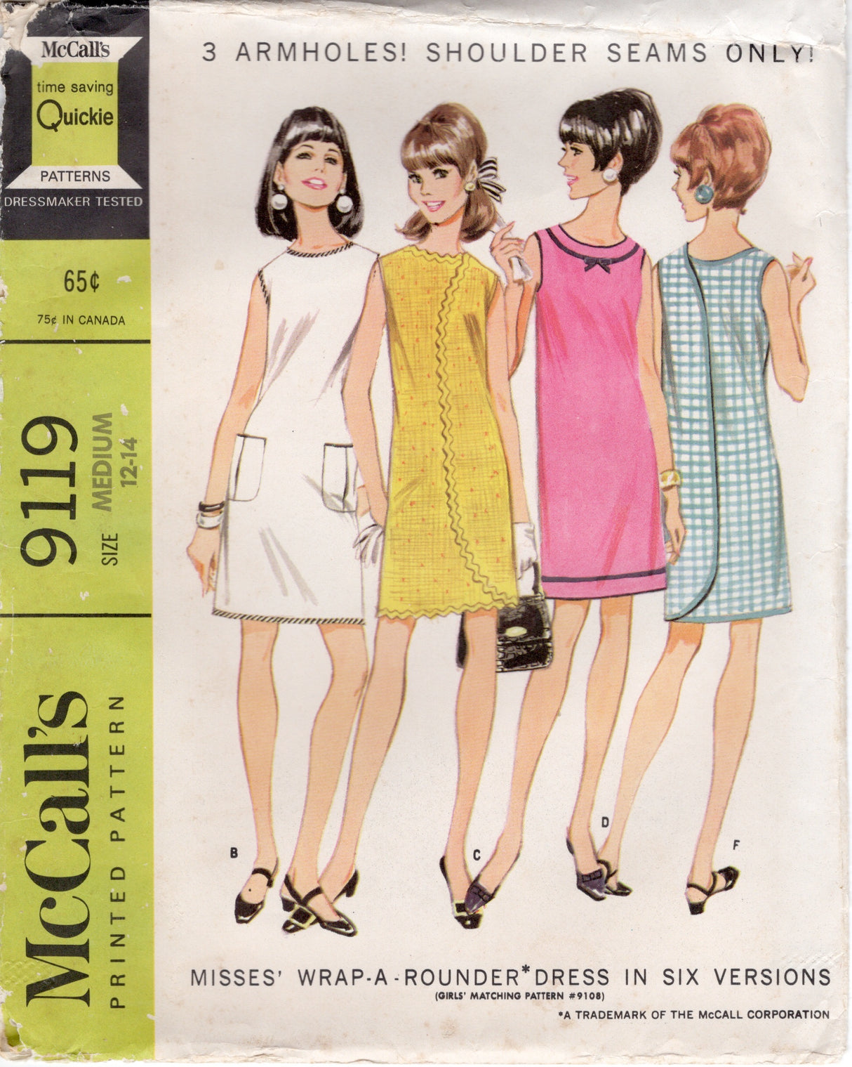 1960's McCall's Wrap-A-Rounder Dress Pattern - Bust 32-34" - No. 9119