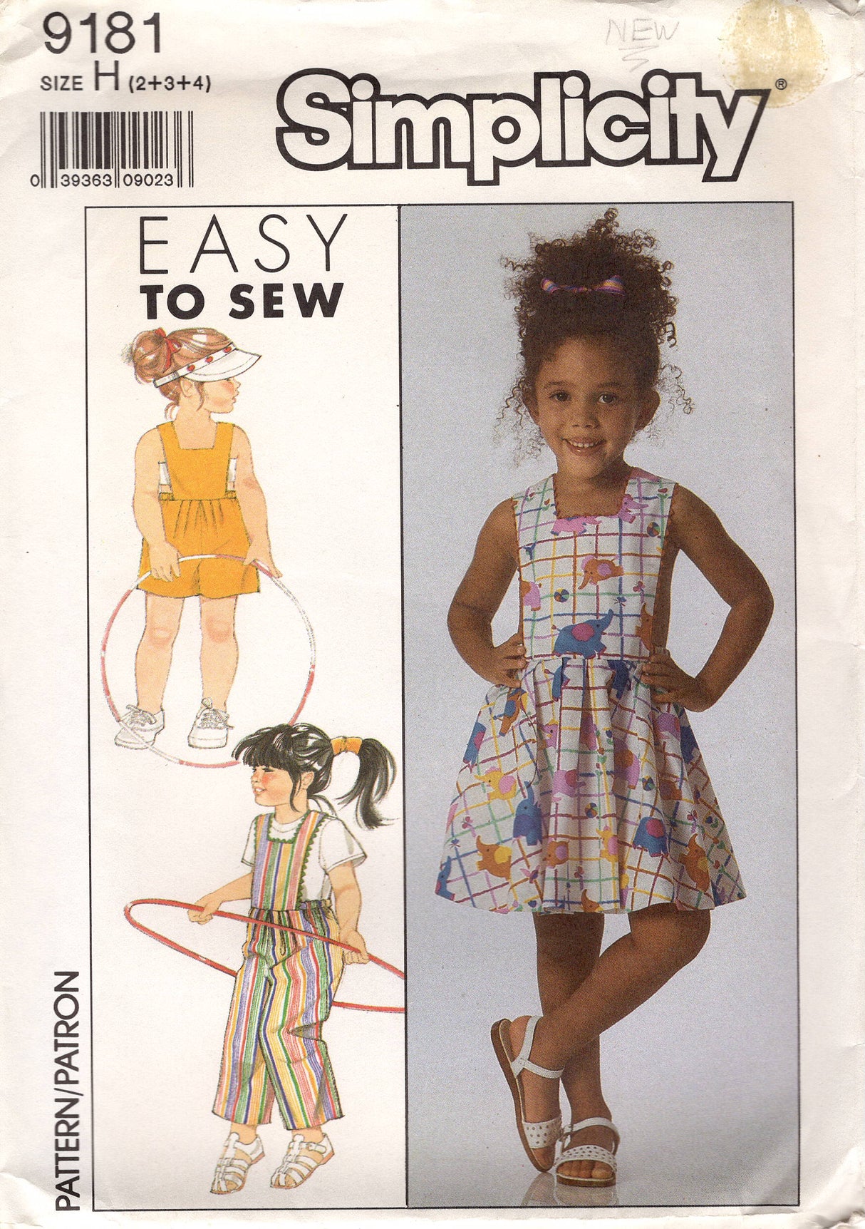 1980's Simplicity Child's Overalls or Pinafore Pattern - Size 2, 3, 4 - No. 9181