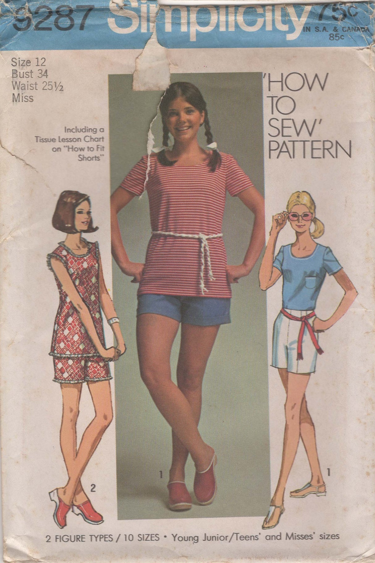 1970's Simplicity Shorts and Top Pattern – Bust 34” - No. 9287