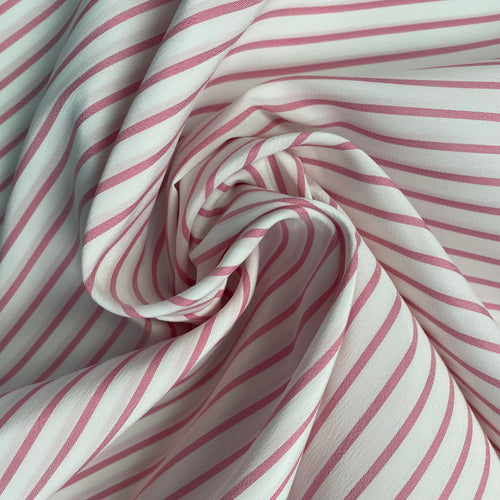 1970’s Pink and White Striped Polyester Fabric - BTY