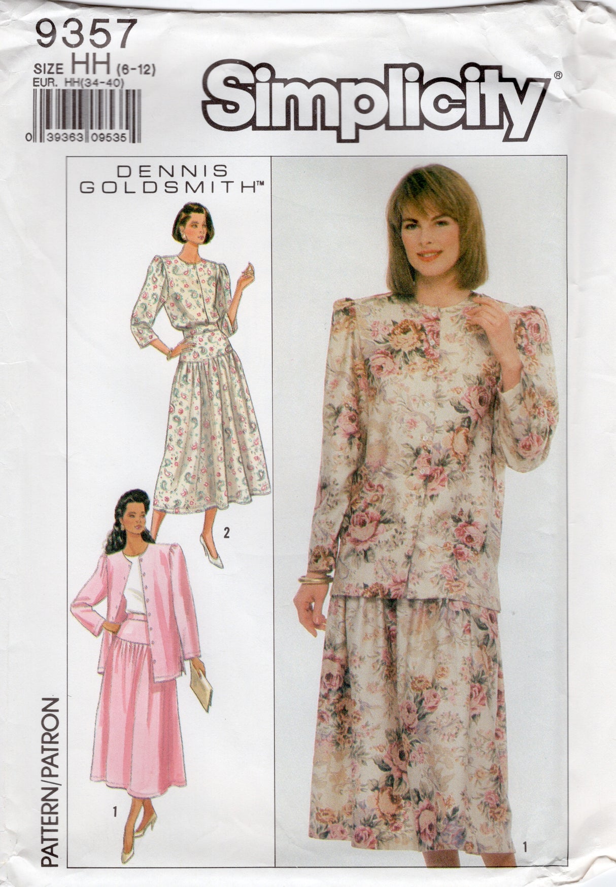 1980's Simplicity Two Piece Dress with Yoked Skirt - Bust 30.5-34" - No. 9357