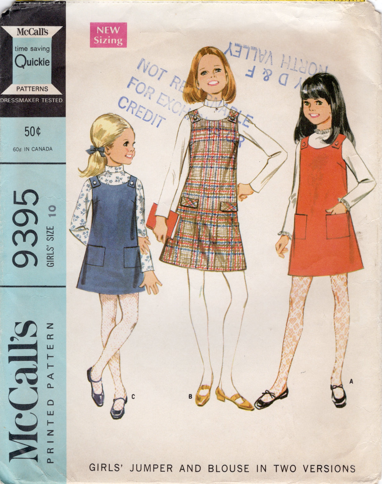 1960's McCall’s Child’s Jumper Dress and Blouse Pattern - Chest 28" - No. 9395