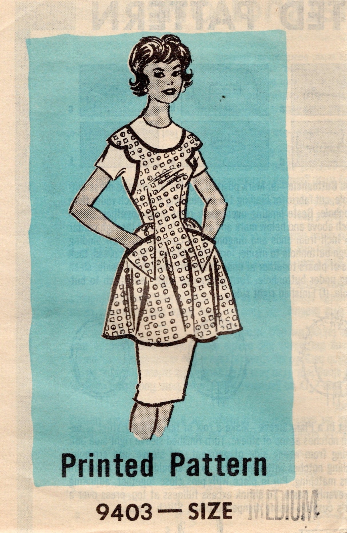 1950's Mail Order Scallop Detail Apron Pattern - One Size - No. 9403