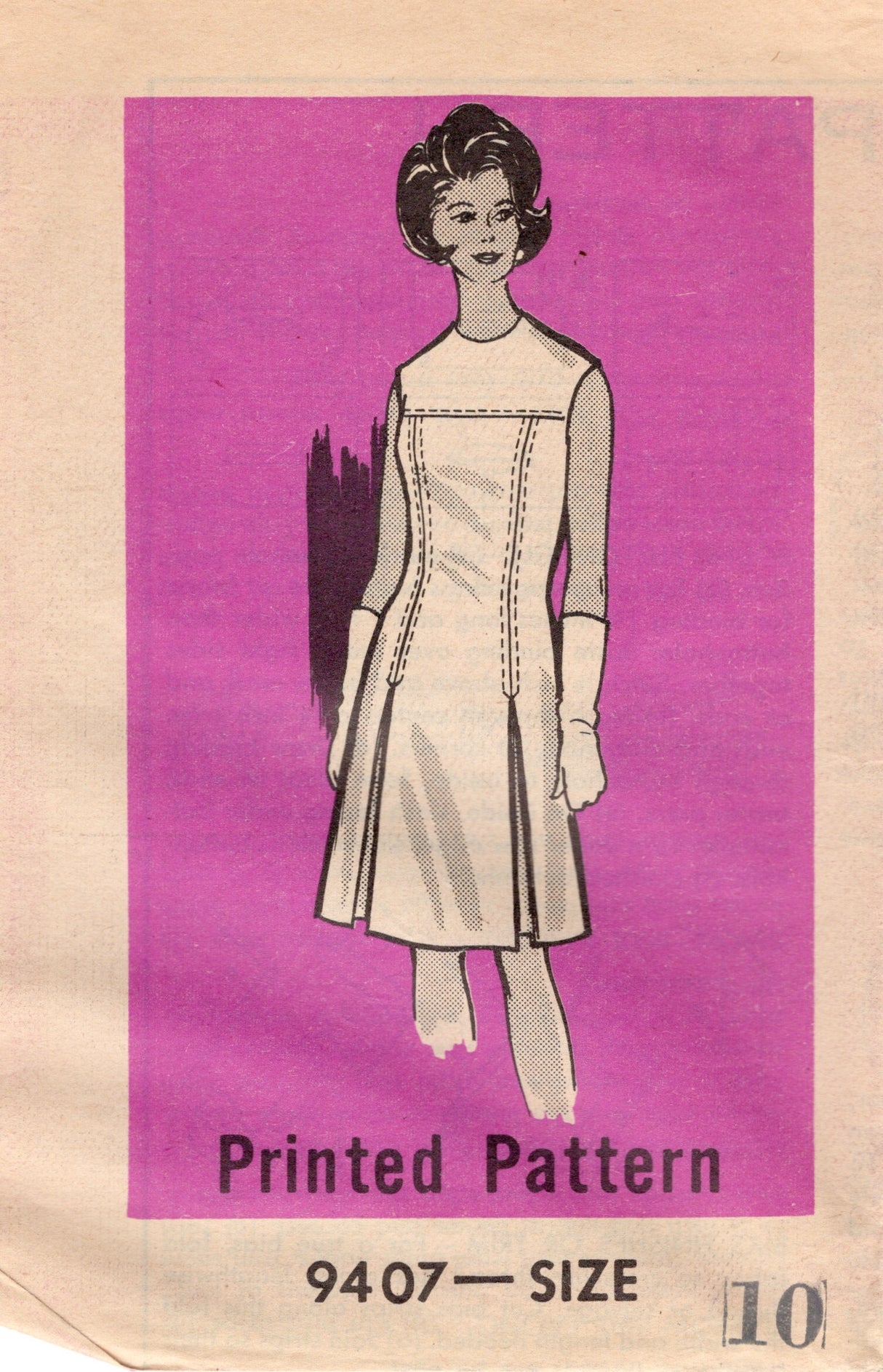 1960's Mail Order Yoked Dress Pattern - Bust 32.5" - No. 9407