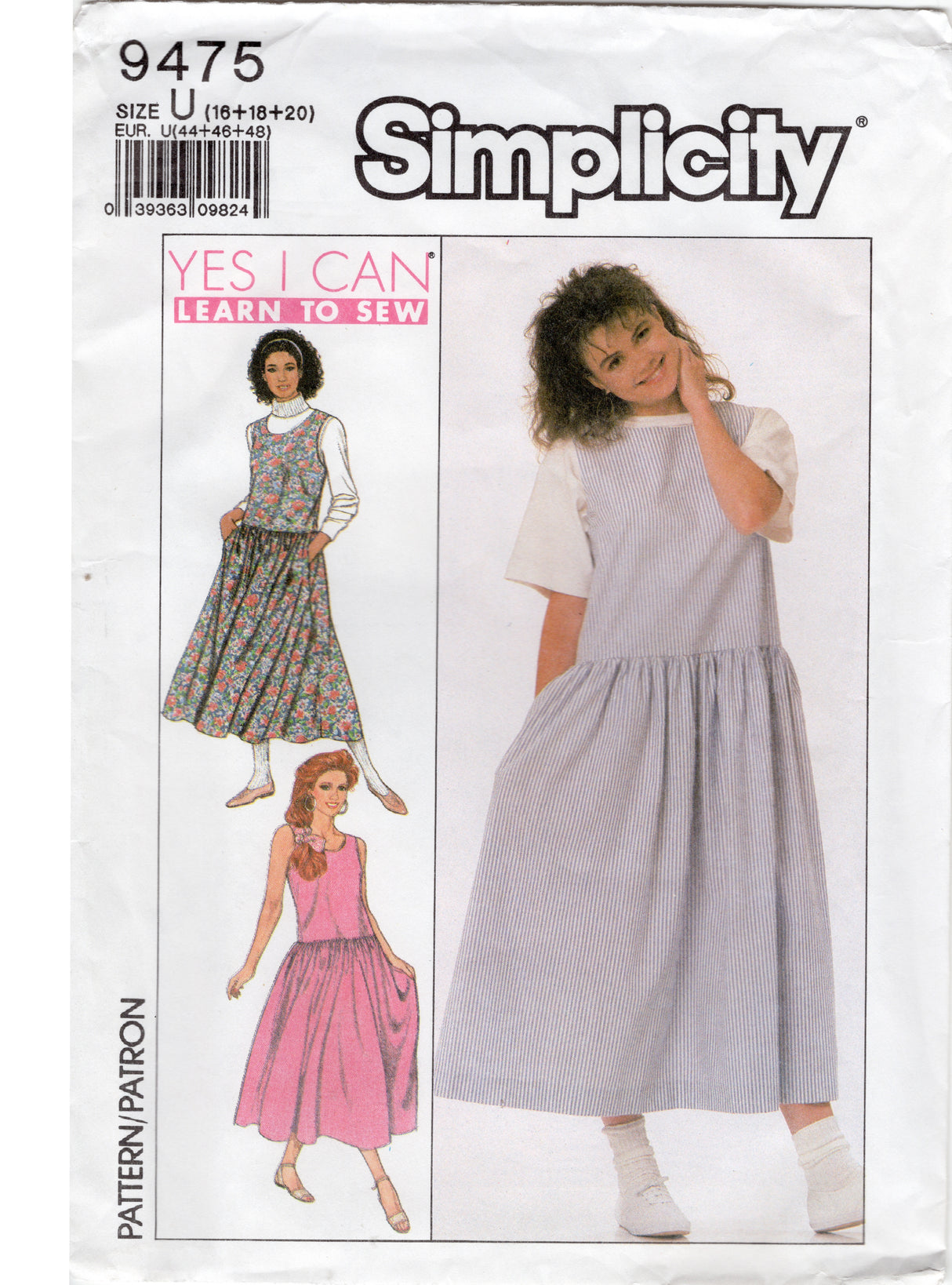 1980's Simplicity Loose-Fitting Jumper Dress Pattern - Bust 38-42" - No. 9475