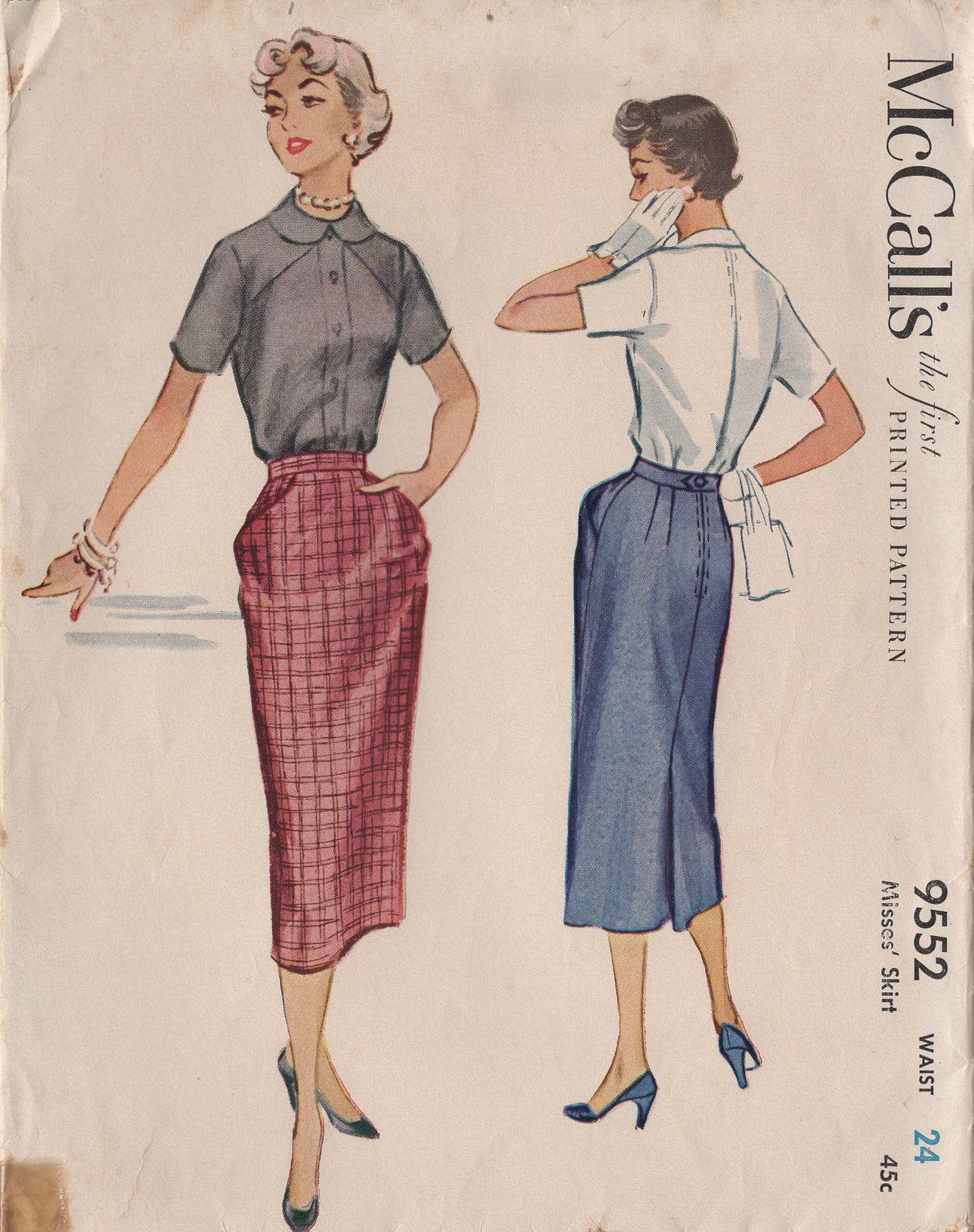 1950's McCall’s Skirt with Pockets Pattern – Waist 24”- No. 9552