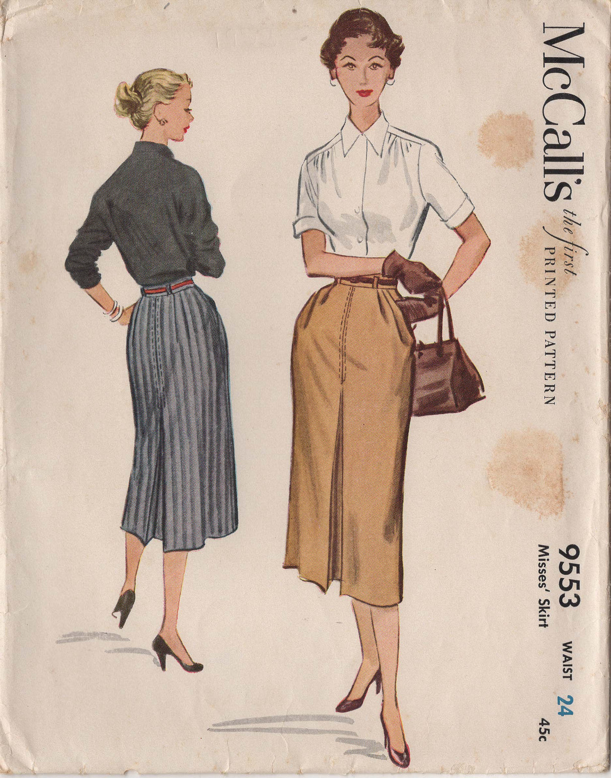 1950's McCall’s Skirt Pattern with Pockets – Waist 24”- No. 9553