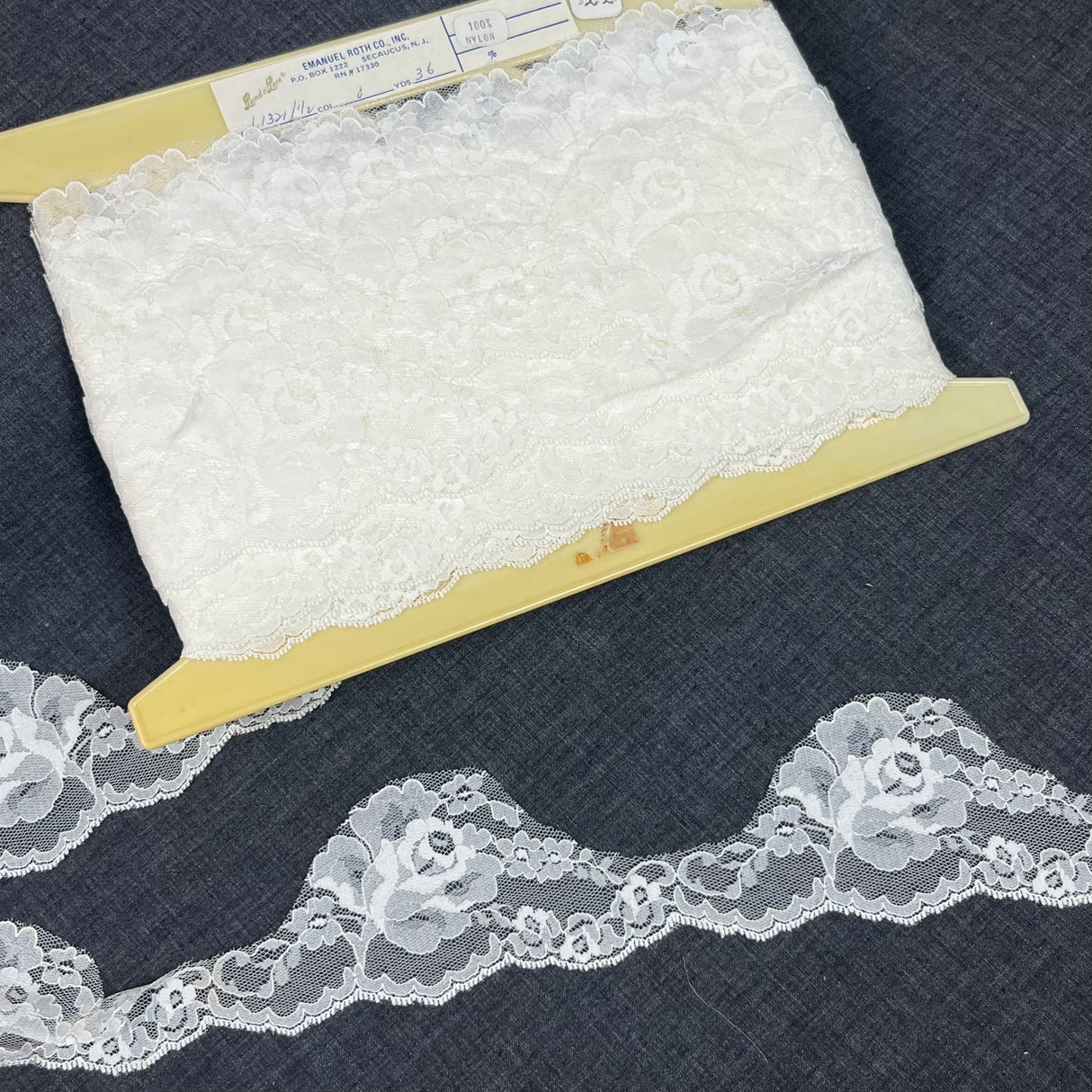 1970’s Rose Cut Out White color Edge Lace - Nylon - BTY (TR23)