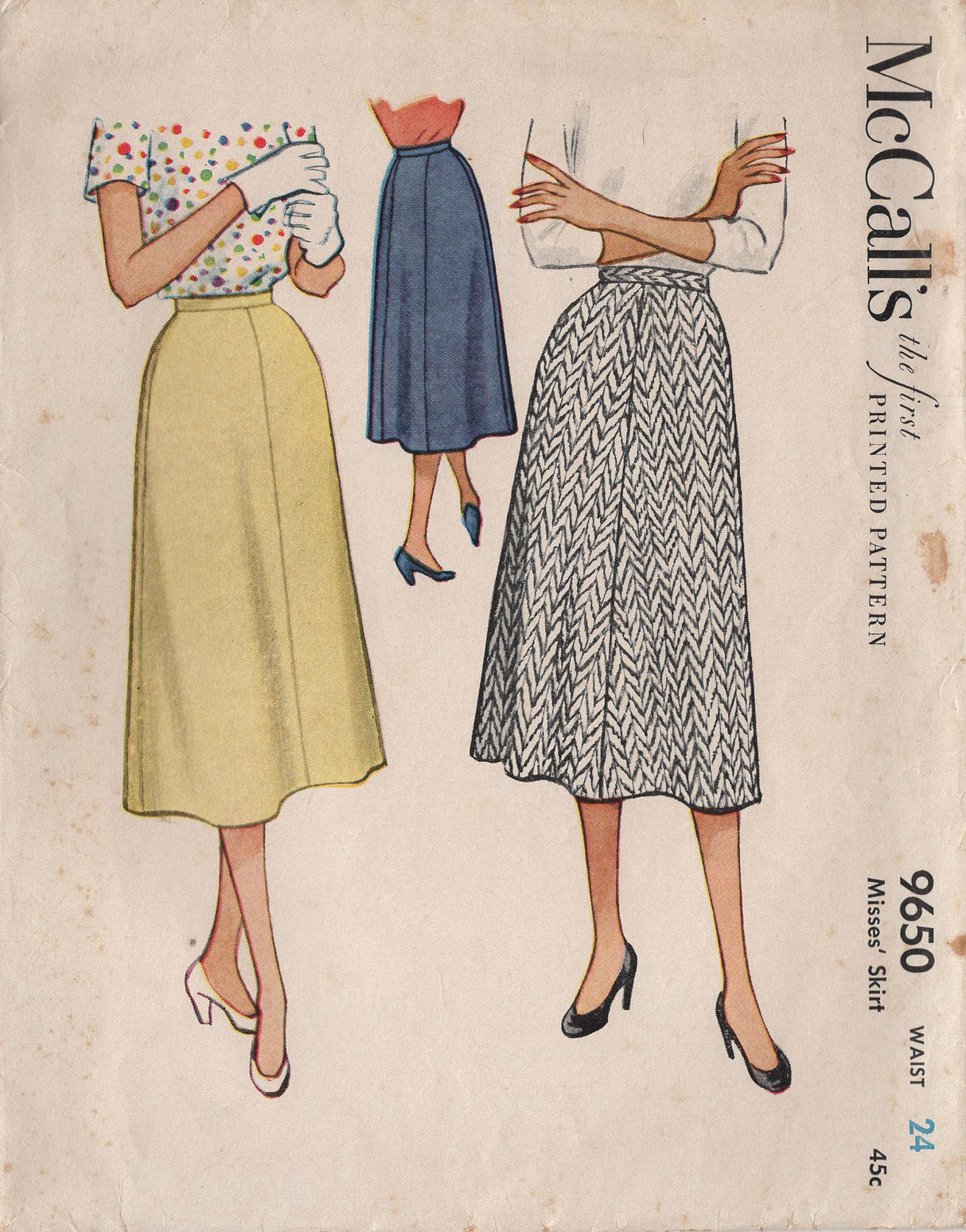 1950's McCall's 5 Gore Skirt Pattern - Waist 24" - No. 9650