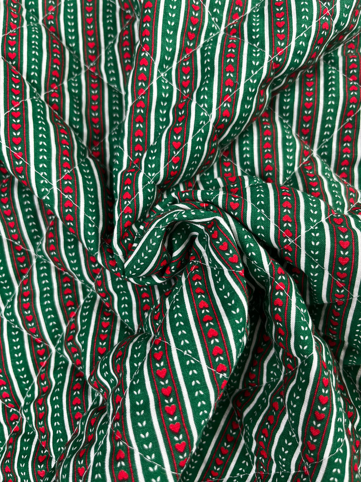 1990's Heart Stripe Pre-Quilted Fabric - (P251)