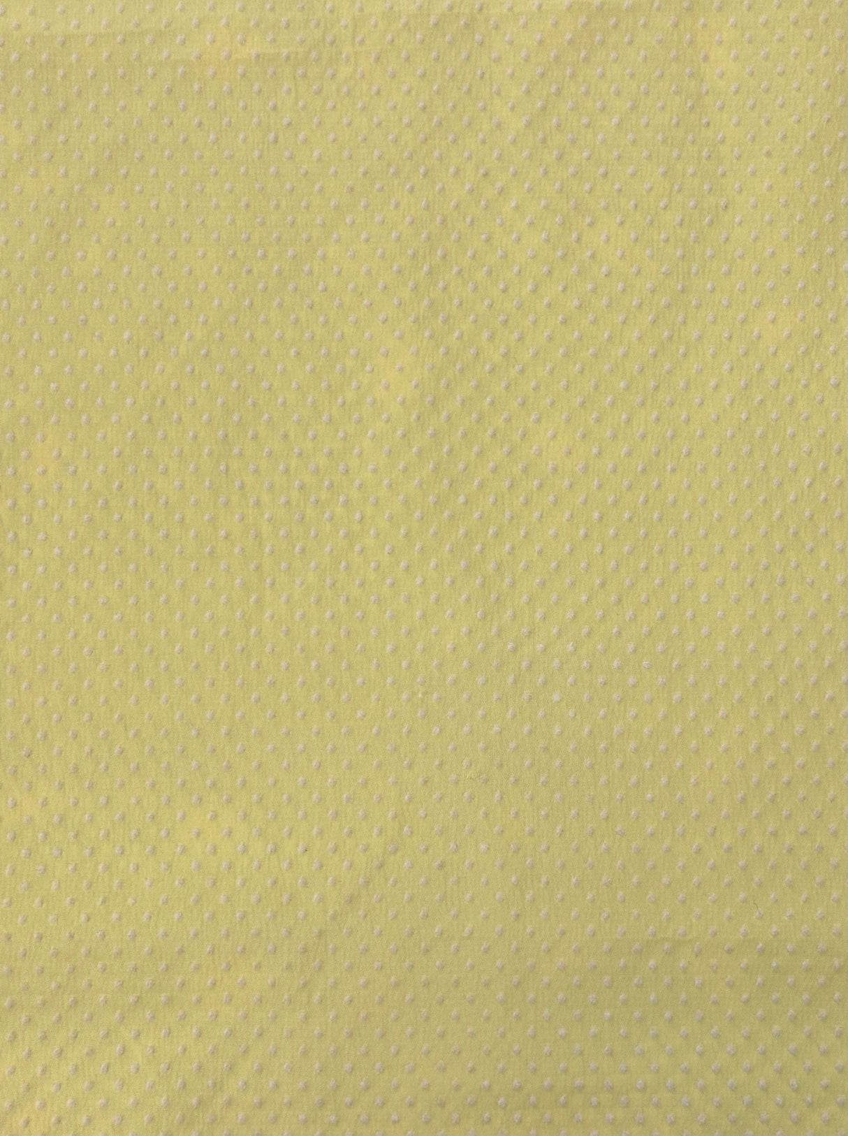 1980’s Yellow with White Flocked Swiss Dot Polyester Fabric - (P207)