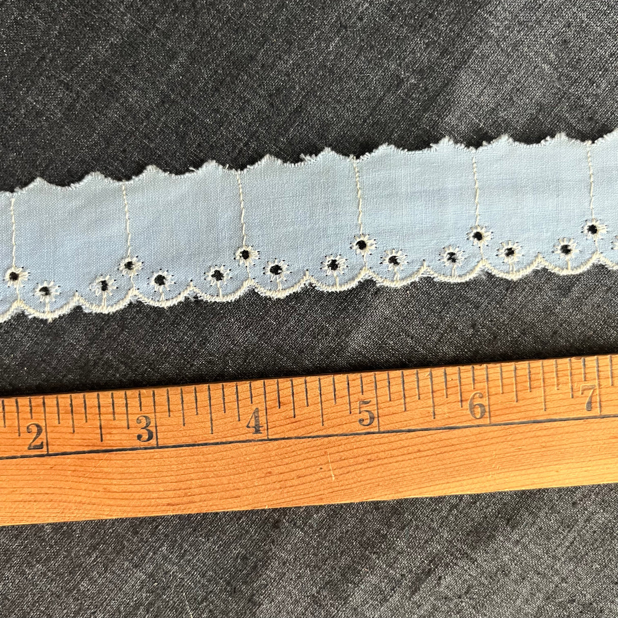 1970’s Baby Blue Eyelet Trim - Cotton Blend - BTY