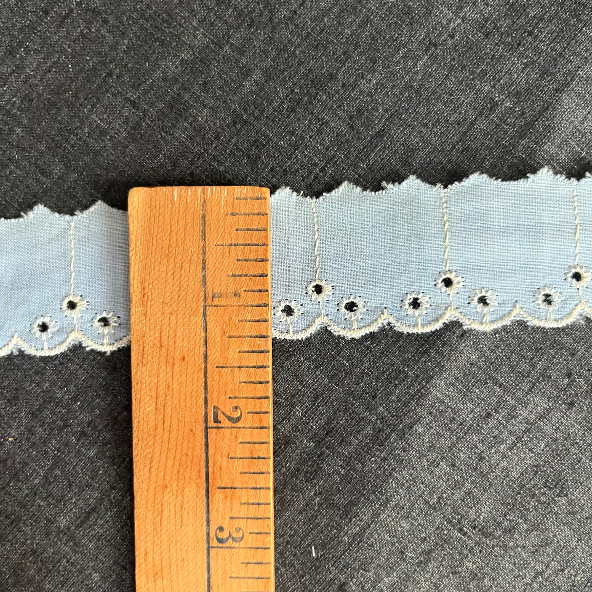 1970’s Baby Blue Eyelet Trim - Cotton Blend - BTY