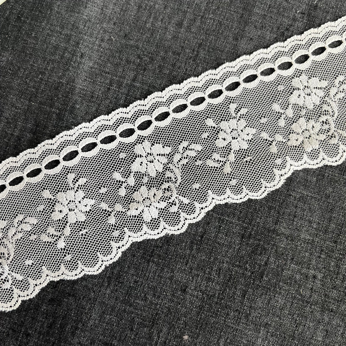 1970’s White Floral Polyester and Nylon Lace - BTY (TR21)